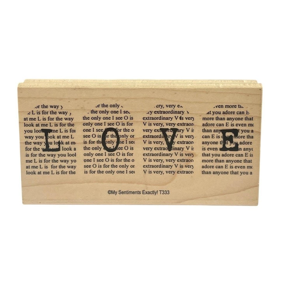 Wooden Rubber Stamp My Sentiments Exactly T333 "LOVE" Scrapbooking Crafting Tool